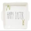 Rae Dunn HAPPY EASTER Ceramic LL 10 x 15 Baking Dish With Bunny Rabbits Icon Art view 1