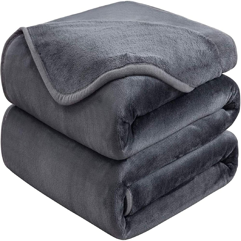 Soft Travel Size Blanket All Season Warm Fuzzy Microplush Lightweight Thermal Fleece Blankets for Couch Bed Sofa,Throw,50x61 Inches,Dark Gray