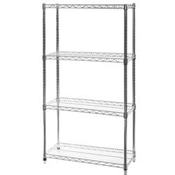 Shelving Inc. 14" d x 18" w x 96" h Chrome Wire Shelving with 4 Tier Shelves, Weight Capacity 800lbs Per Shelf