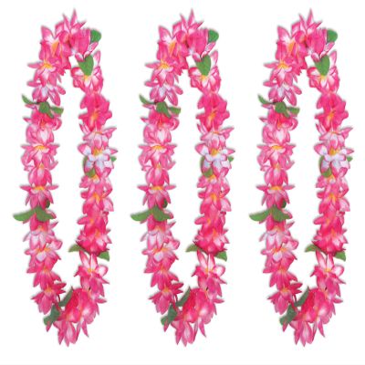 Beistle Big Island Floral Lei, 3 Piece, 36", White/Pink