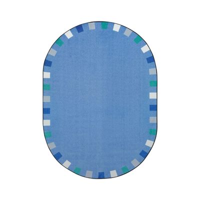 Joy Carpets Kid Essentials On The Border 10'9" x 13'2" Oval Area Rug in Color Softs
