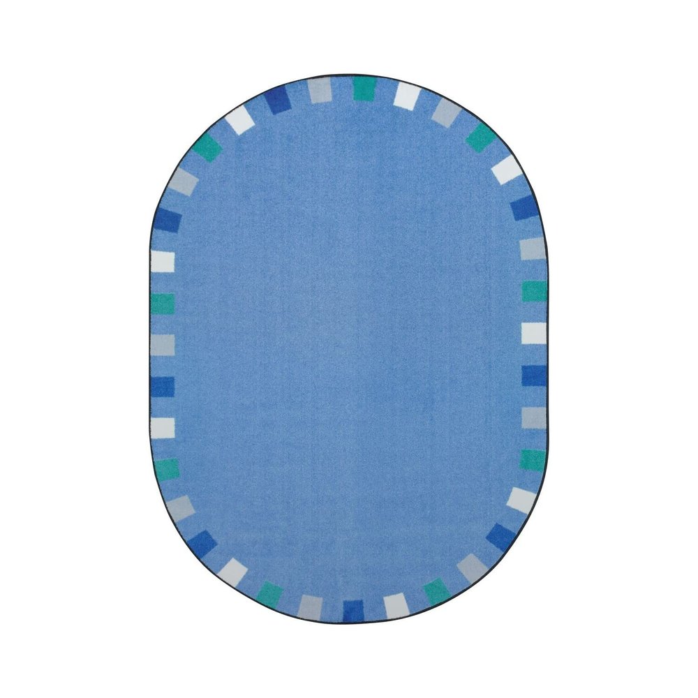 Joy Carpets Kid Essentials On The Border 10'9" x 13'2" Oval Area Rug in Color Softs