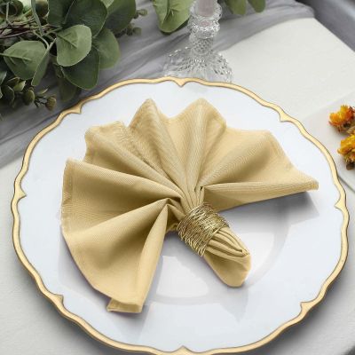 50 pcs 17-Inch Champagne Polyester Luncheon Napkins - for Wedding Party Reception Events Restaurant Kitchen Home