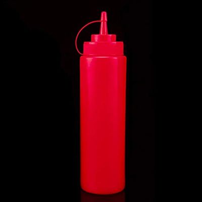 1Pc 680ml 24OZ Ketchup Squeeze Bottle Table Service Condiment Dispenser Ketchup Mustard Sauce Vinegar New - (Color: Red)