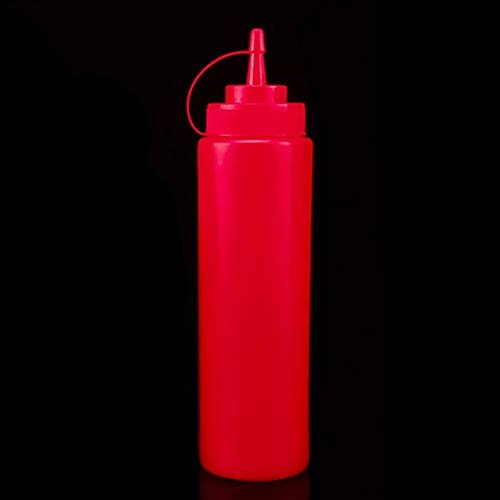 1Pc 680ml 24OZ Ketchup Squeeze Bottle Table Service Condiment Dispenser Ketchup Mustard Sauce Vinegar New - (Color: Red)