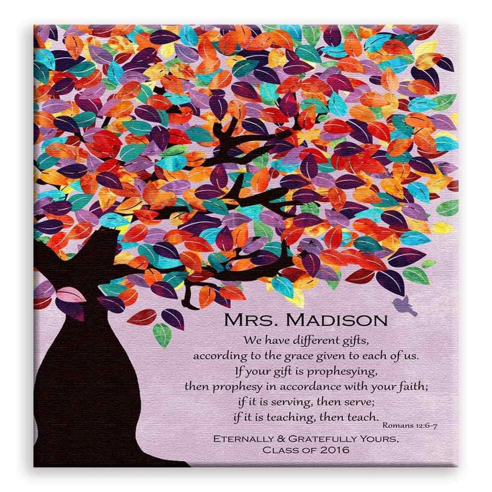 11x14 Mounted Canvas Art Print - Romans 12:6-7 Personalized Watercolor Tree Gift for - With Gift Wrapping LTC-C1234