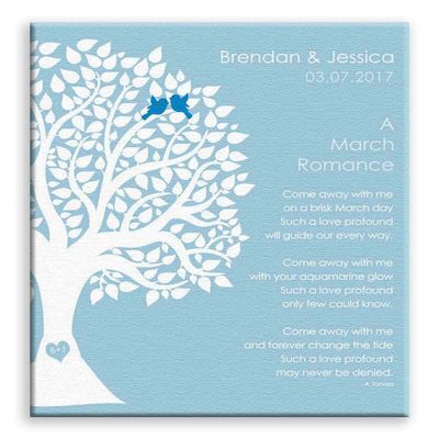 11x14 Mounted Canvas Art Print - March Romance Love Poem Personalized Engagement Gift - With Gift Wrapping LTC-C1703