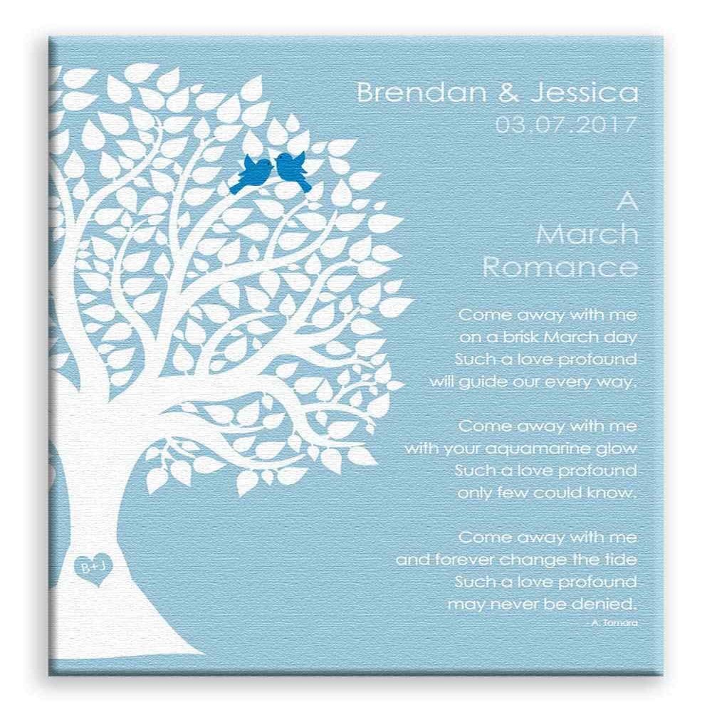 11x14 Mounted Canvas Art Print - March Romance Love Poem Personalized Engagement Gift - With Gift Wrapping LTC-C1703