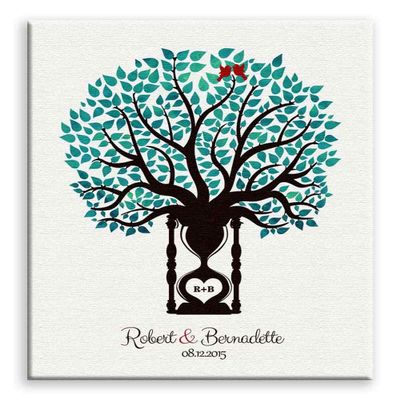 11x14 Mounted Canvas Art Print - 1st Year Anniversary Traditional Paper Clock Hourglass Wedding Anniversary - With Gift Wrapping LTC-C1387