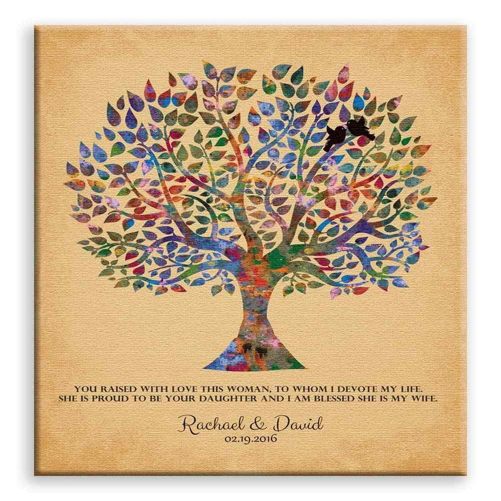 11x14 Mounted Canvas Art Print - Mother of Bride Personalized Gift from Groom Wedding Tree - With Gift Wrapping LTC-C1259