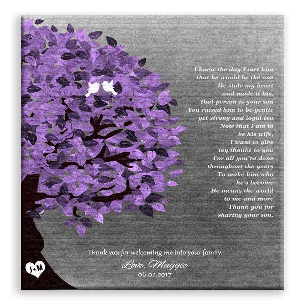 11x14 Mounted Canvas Art Print - Mother of Groom Gift Personalized Thank You Gift from Bride Gift for Parents on Wedding Day - With Gift Wrapping LTC-C1487