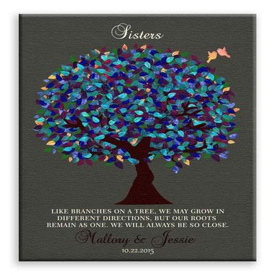 11x14 Mounted Canvas Art Print - Personalized Gift for Sister, Sister in Law Gift, Wedding Day, Gift from Bride - With Gift Wrapping LTC-C1192