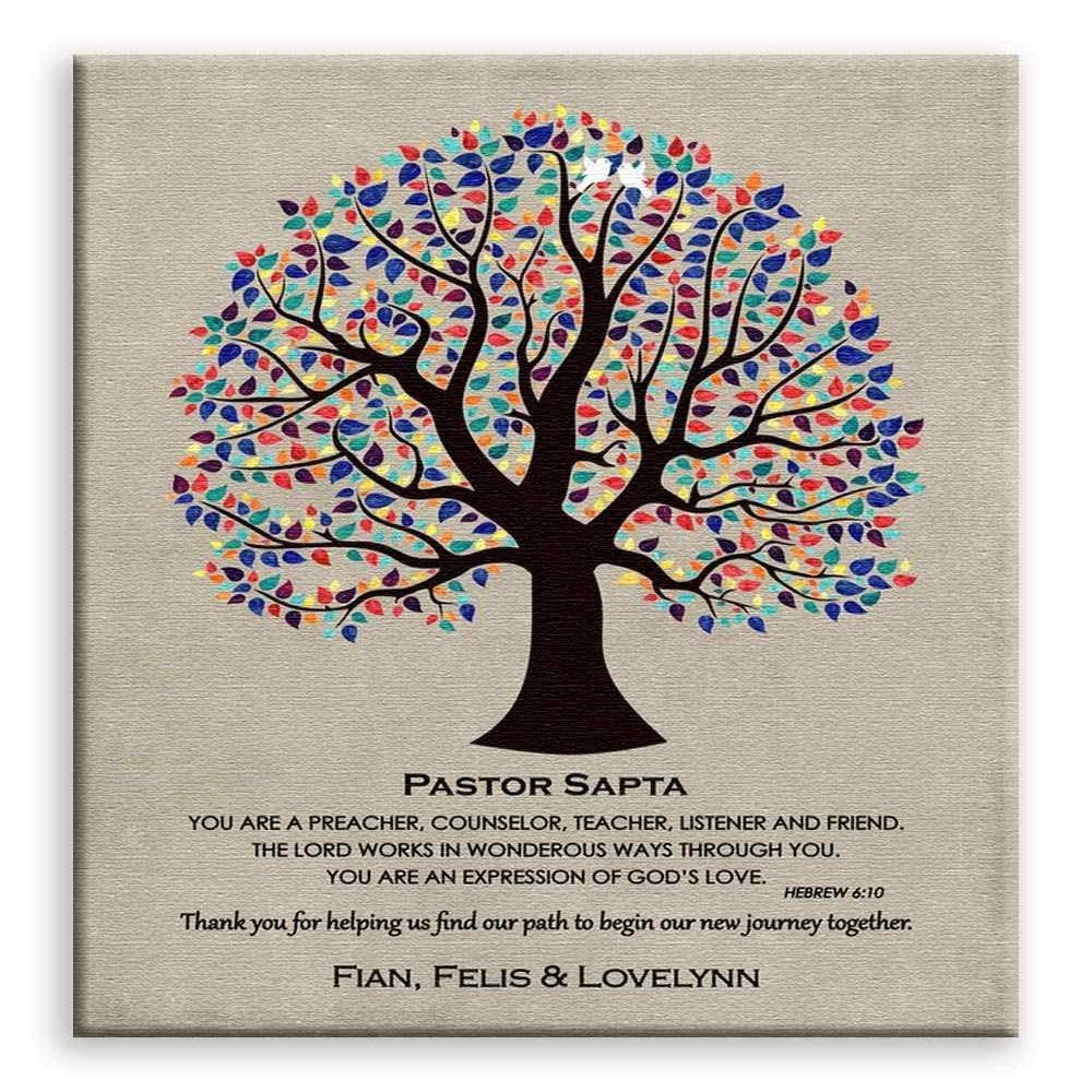 11x14 Mounted Canvas Art Print - Personalized Pastor Gift Bible Verse 6:10 Watercolor Tree Hebrew Wedding Day - With Gift Wrapping LTC-C1494