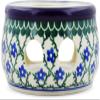 Polmedia Polish Pottery Heater - Blue Daisy Trellis Pattern Handmade in Boleslawiec Poland by Ceramika Artystyczna + Certificate of Authenticity view 3