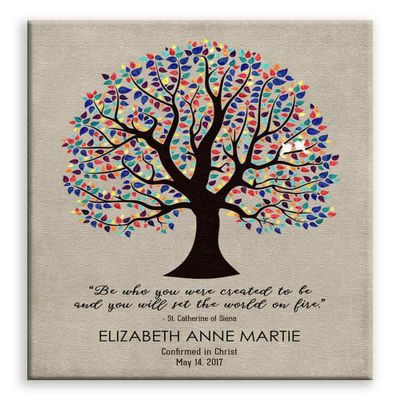 11x14 Mounted Canvas Art Print - Personalized Gift for Goddaughter Baptism Communion Confirmation Bar Mitzvah Saint Catherine - With Gift Wrapping LTC-C1458