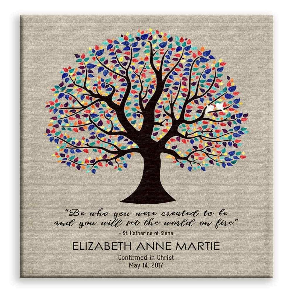 11x14 Mounted Canvas Art Print - Personalized Gift for Goddaughter Baptism Communion Confirmation Bar Mitzvah Saint Catherine - With Gift Wrapping LTC-C1458