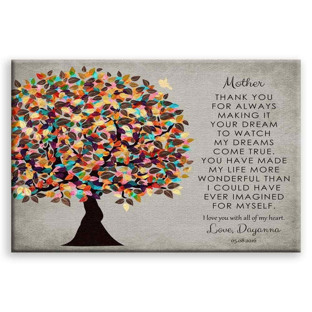 11x14 Mounted Canvas Art Print - Thank You to Mom and Dad from Daughter Personalized Gift - With Gift Wrapping LTC-C1314