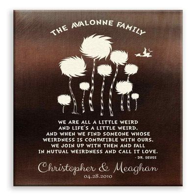 11x14 Mounted Canvas Art Print - 8 Year Anniversary, Personalized Truffula Trees, We Are All A Little Weird Quote - With Gift Wrapping LTC-C1471