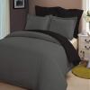LINEN CLUB BEDDING Soft Luxurious 3-Piece Quilt Reversible Duvet Set with Corner Ties 100% Cotton 400 Thread Count Comforter Cover Set Solid (Twin/Twin XL, Dark Grey & Black) view 1