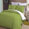 LINEN CLUB BEDDING Soft Luxurious 3-Piece Quilt Reversible Duvet Set with Corner Ties 100% Cotton 400 Thread Count Comforter Cover Set Solid (Twin/Twin XL, Olive & White) view 1