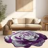 Rose Rug 2ft Round Area Rugs Cute Plush Flower Shaped Rug Circle Girly for Bedroom Floor Living Room Carpet 304 Purple view 1