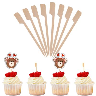 Bamboo Cupcake Topper Sticks - 3.5 Inch (500 Pack) Toothpicks for Appetizers Cake Topper Sticks, Cocktail Skewers, Bamboo Picks