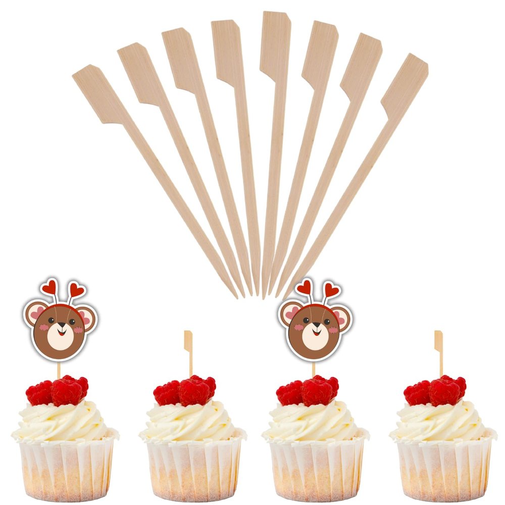 Bamboo Cupcake Topper Sticks - 3.5 Inch (500 Pack) Toothpicks for Appetizers Cake Topper Sticks, Cocktail Skewers, Bamboo Picks