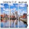 72 x 36 TOTAL - Providence, Rhode Island Skyline Metal Print wall art - 3 Panel split, Triptych. HD aluminum multi view 3