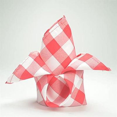 BalsaCircle 100 pcs 15x15-Inch Red on White Gingham Checkered Polyester Luncheon Napkins - for Wedding Party Restaurant Dinner