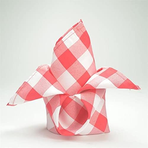 BalsaCircle 100 pcs 15x15-Inch Red on White Gingham Checkered Polyester Luncheon Napkins - for Wedding Party Restaurant Dinner