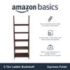 Amazon Basics 5-Tier Ladder Bookshelf Storage Organizer, Tall Bookcase for Small Space, Solid Rubberwood Frame, Modern Display Shelf, Espresso Finish, 14" D x 24.8" W x 70.1" H view 4
