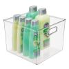mDesign Plastic Modern Storage Organizer Bin Basket with Handles for Bathroom Organization - Shelf, Cubby, Cabinet, Vanity, and Closet Organizing Decor - Ligne Collection - Clear view 1