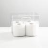mDesign Plastic Modern Storage Organizer Bin Basket with Handles for Bathroom Organization - Shelf, Cubby, Cabinet, Vanity, and Closet Organizing Decor - Ligne Collection - Clear view 2