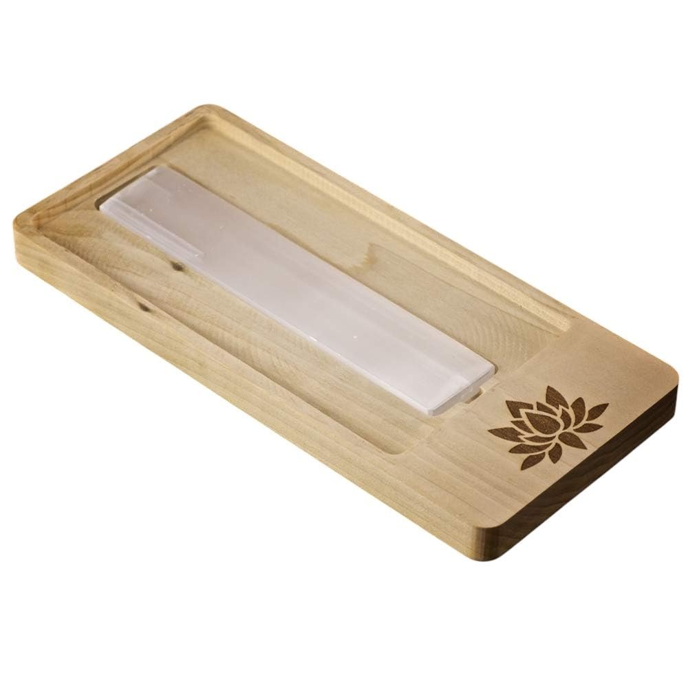 Handmade Lotus Blossom Crystal Charging Tray with Selenite Bar