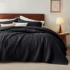 Bedsure Quilts Queen Size - Lightweight Bedspreads Queen Size with Basket Weave Pattern, Soft Quilt Bedding Set, Black Comforter Set Coverlet for All Seasons with 2 Pillow Shams (90" x 96") view 1