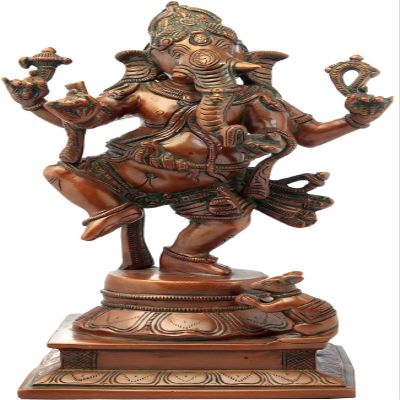 Exotic India Nritya Ganesha - Brass Statue - Color Chola Color