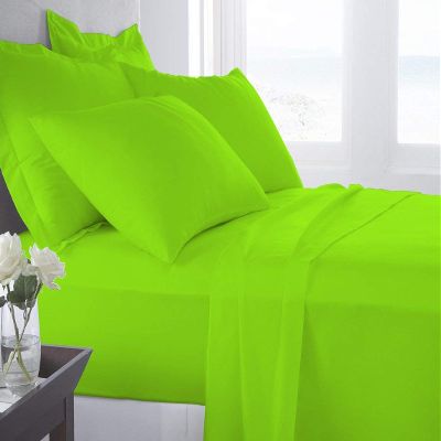 Taj Linens Cotton Bedsheets Set - Comfortable Fabric 400 Thread Count 100% Cotton 4-Piece Sheet Set 15 Inch Deep Pocket Solid (Cal-Queen, Parrot Green)