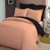 LINEN CLUB BEDDING Soft Luxurious 3-Piece Quilt Reversible Duvet Set with Corner Ties 100% Cotton 400 Thread Count Comforter Cover Set Solid (Twin/Twin XL, Peach & Black) view 1