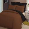 LINEN CLUB BEDDING Soft Luxurious 3-Piece Quilt Reversible Duvet Set with Corner Ties 100% Cotton 400 Thread Count Comforter Cover Set Solid (Twin/Twin XL, Chocolate & Black) view 1