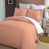LINEN CLUB BEDDING Soft Luxurious 3-Piece Quilt Reversible Duvet Set with Corner Ties 100% Cotton 400 Thread Count Comforter Cover Set Solid (Twin/Twin XL, Peach & White) view 1