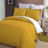 LINEN CLUB BEDDING Soft Luxurious 3-Piece Quilt Reversible Duvet Set with Corner Ties 100% Cotton 400 Thread Count Comforter Cover Set Solid (Twin/Twin XL, Gold & White) view 1