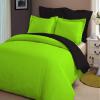 LINEN CLUB BEDDING Soft Luxurious 3-Piece Quilt Reversible Duvet Set with Corner Ties 100% Cotton 400 Thread Count Comforter Cover Set Solid (Twin/Twin XL, Parrot Green & Black) view 1