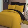 LINEN CLUB BEDDING Soft Luxurious 3-Piece Quilt Reversible Duvet Set with Corner Ties 100% Cotton 400 Thread Count Comforter Cover Set Solid (Twin/Twin XL, Gold & Black) view 1