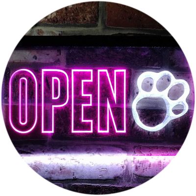 ADVPRO Open Paw Print Dog Cat Grooming Shop Dual Color LED Neon Sign White & Purple 16" x 12" st6s43-j0792-wp