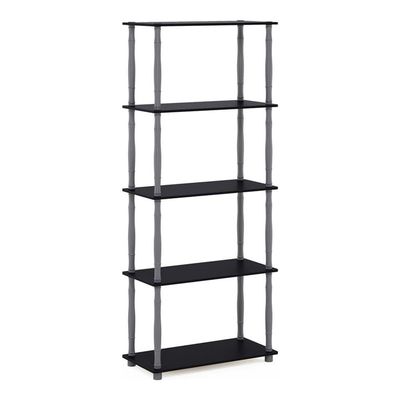 Furinno Turn-N-Tube 5-Tier Multipurpose Shelf / Display Rack / Storage Shelf / Bookshelf, Classic Tubes, Black/Grey