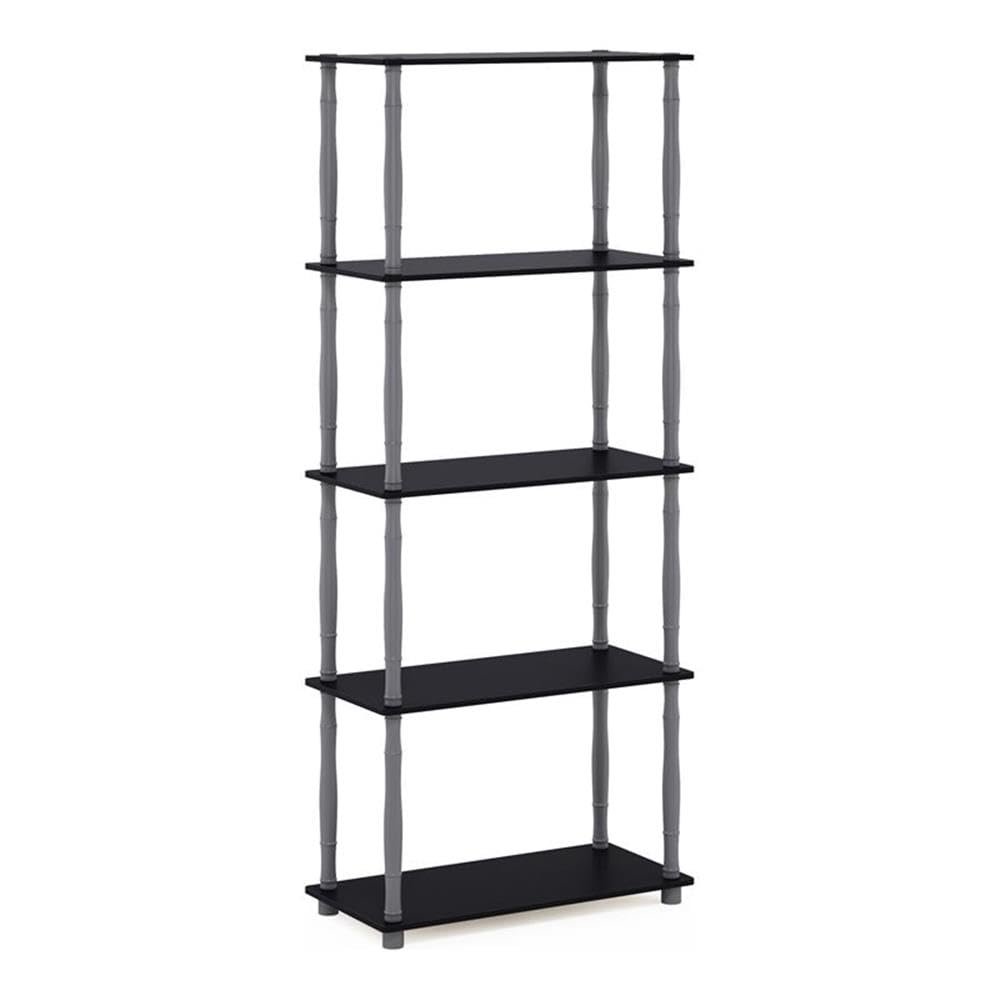 Furinno Turn-N-Tube 5-Tier Multipurpose Shelf / Display Rack / Storage Shelf / Bookshelf, Classic Tubes, Black/Grey