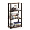 Furinno TURN-S-TUBE Storage Shelves, 4-Tier Book Shelf, Corner Shelf, Toolless Open Shelves, for Organization and Storage, Living Room, Garage, Home Office, Walnut view 1