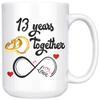 13th Wedding Anniversary For Him And Her, 13th Anniversarys For Her Him, 13th Anniversary Mug For Husband & Wife, 13 Years Together, Married 13 Years, 13 Years Couple (15 oz) view 1