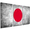 60 x 30 TOTAL - Japanese Flag Silver Grunge - Metal Print wall art. 3 Panel split, Triptych. HD aluminum multi panel view 1