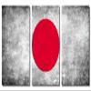 60 x 30 TOTAL - Japanese Flag Silver Grunge - Metal Print wall art. 3 Panel split, Triptych. HD aluminum multi panel view 2